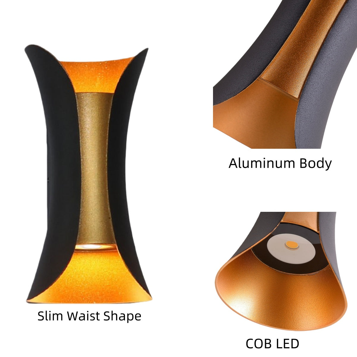 Waterproof LED Wall Light - 6W / 10W / 20W / 30W | 3000K / 6500K | White / Black / Black & Golden / White & Golden | Up & Down Outdoor Wall Sconce for Porch, Garden, Balcony & Indoor Decoration | Aluminum Housing | IP65 | 2-Pack