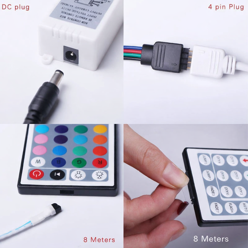 5M/10M SMD5050 RGB LED Strip Light Kit - DC12V | 30 / 60LEDs/M | 10mm PCB | IP00 / IP65 | 5M /10M | RGB Color Changing LED Strip Lights with Alexa, Google Assistant | 24/ 44 Keys Controller + Power Supply