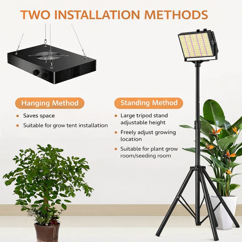 GP-PRO Series Professional Full Spectrum LED Grow Light - 100W / 150W / 200W | 3.5×3FT – 6×5FT Coverage | VEG & BLOOM Dual Control | 0 – 10V Dimming | AC110 – 220V |  for Daisy Chain | Silent Fan | Hanging Rope | US / EU / UK / AU Plug