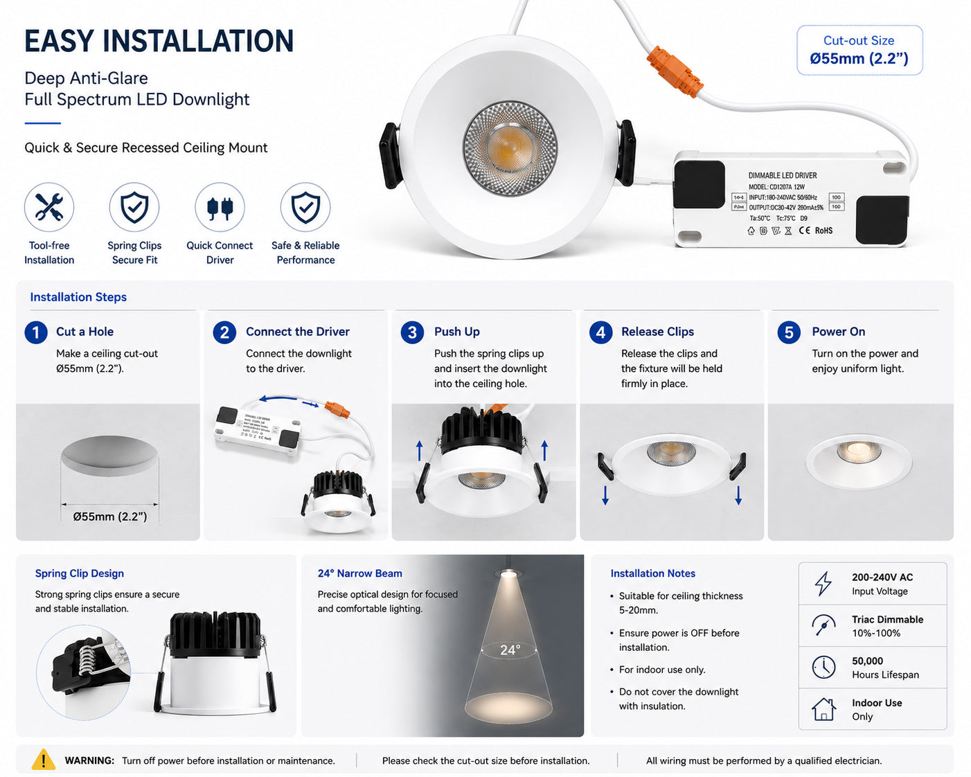 Lot de 4 plafonniers LED à intensité variable, 3 pouces, finition dorée, 5 W (équivalent halogène 40 W), CRI80