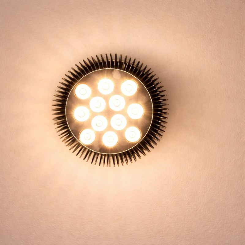 12 W (12 x 1 W) PAR38-LED-Lampe mit E27-Edison-Schraubsockel, 90-W-Äquivalent, 100–240 V AC, schwarzes Gehäuse, Innentyp