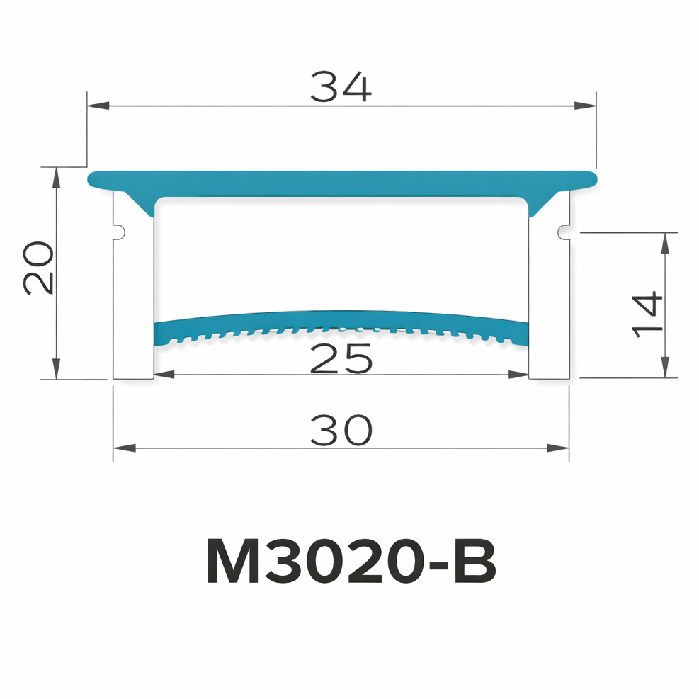 30×20mm Quick Install Neon Light Housing - S3020-B With-Edge / Edge-Free Silicone LED Channel System | Max Strip Width ≤25 mm | Double-Chamber Top-Emitting Neon Diffuser | for Linear Architectural Lighting & Facade Lighting | 164FT/50M