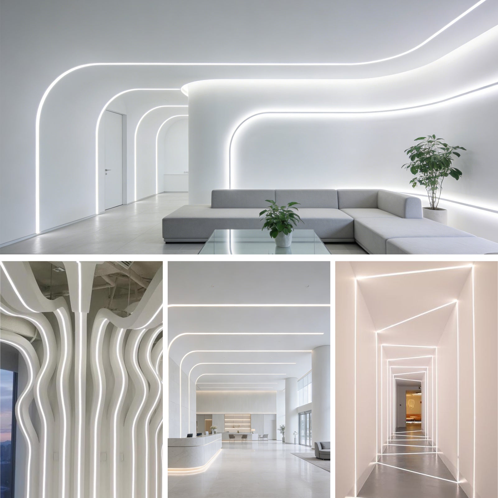 16×16mm Quick Install Neon Light Housing – S1616 Mounting Edge | Silicone LED Channel System | Max Strip Width ≤12 mm | Flat-Top Silicone Diffuser | for Architectural Cove Lighting & Retail Display Lighting | 164FT/50M