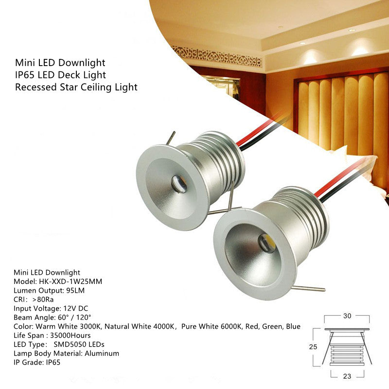 Lot de 9 mini spots LED étanches de 2,5 cm, 1 W, certifiés IP65, éclairage d'extérieur encastré en forme d'étoile