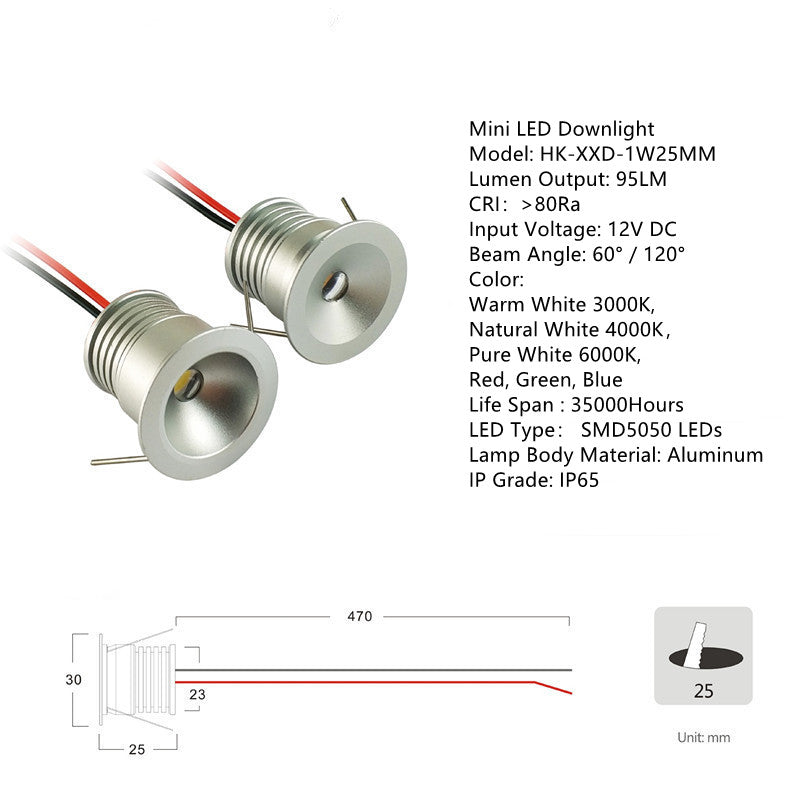 Lot de 9 mini spots LED étanches de 2,5 cm, 1 W, certifiés IP65, éclairage d'extérieur encastré en forme d'étoile