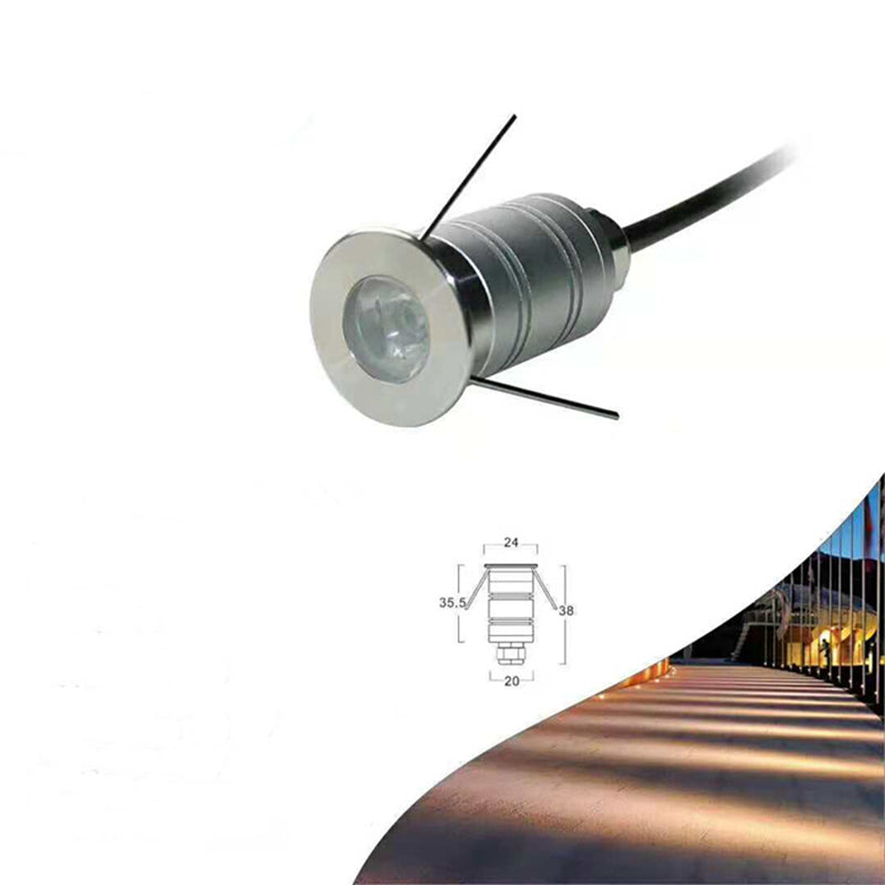 Lot de 8 spots LED d'extérieur en acier inoxydable, 1 W, 12 V-24 V CC, IP67, angle de 15 °, étanches, pour jardin