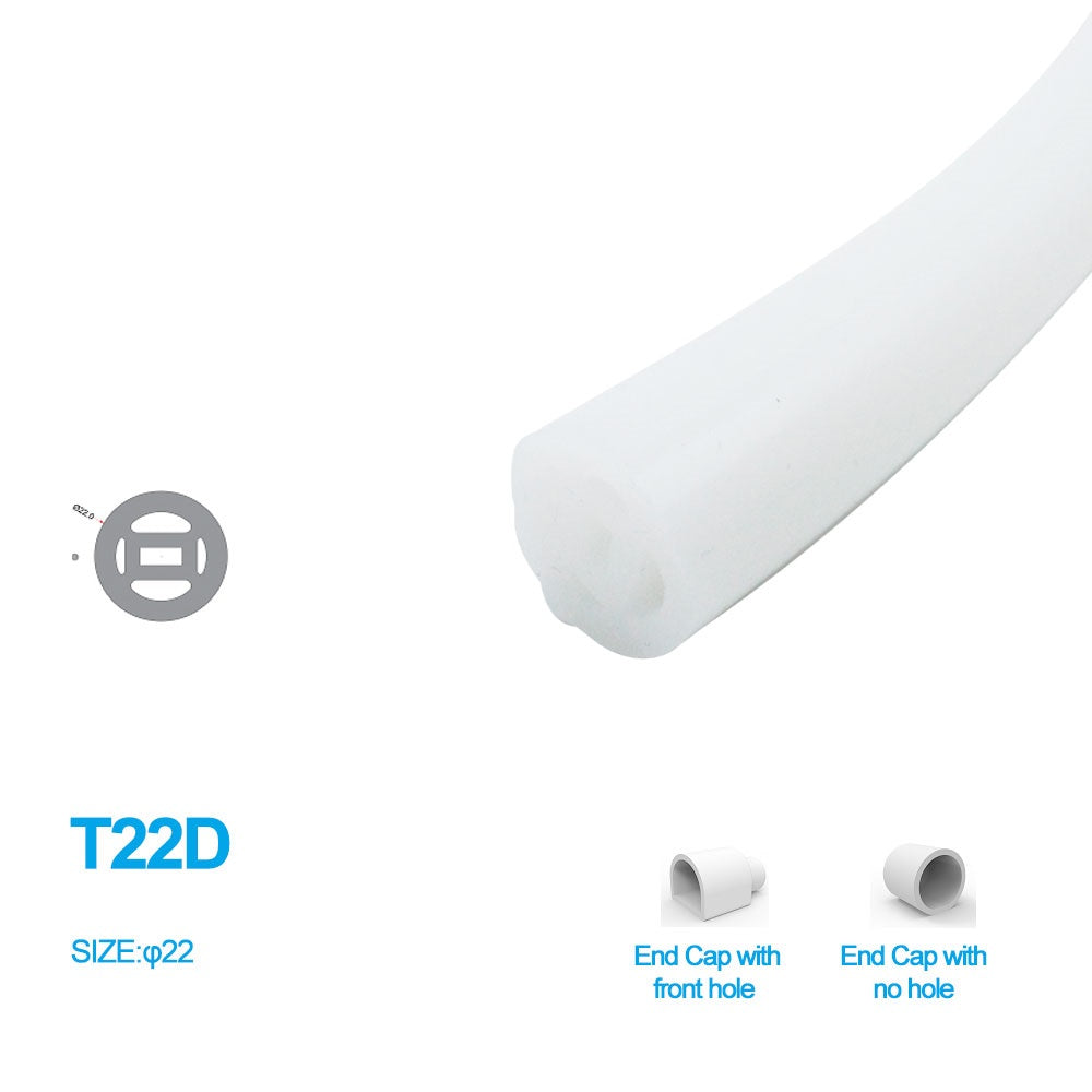 Neon Light Housing – S22D Black | ⏀22mm Silicone LED Channel System | IP67 Waterproof | 8mm PCB Width | 164FT/50M