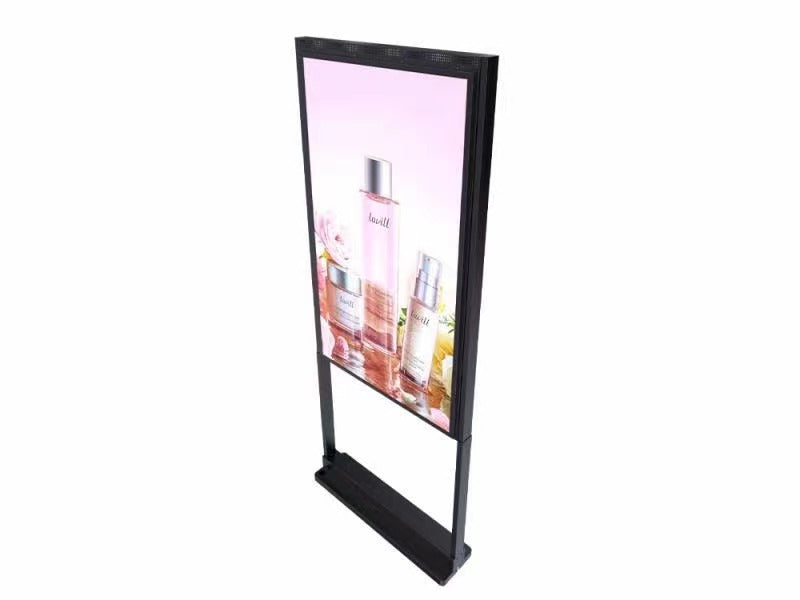 Écran LCD double face haute luminosité 55", 2 500 nits à l'avant et 700 nits à l'arrière, Android 2+32 G, non tactile, Cloud/APP/USB, support suspendu/au sol
