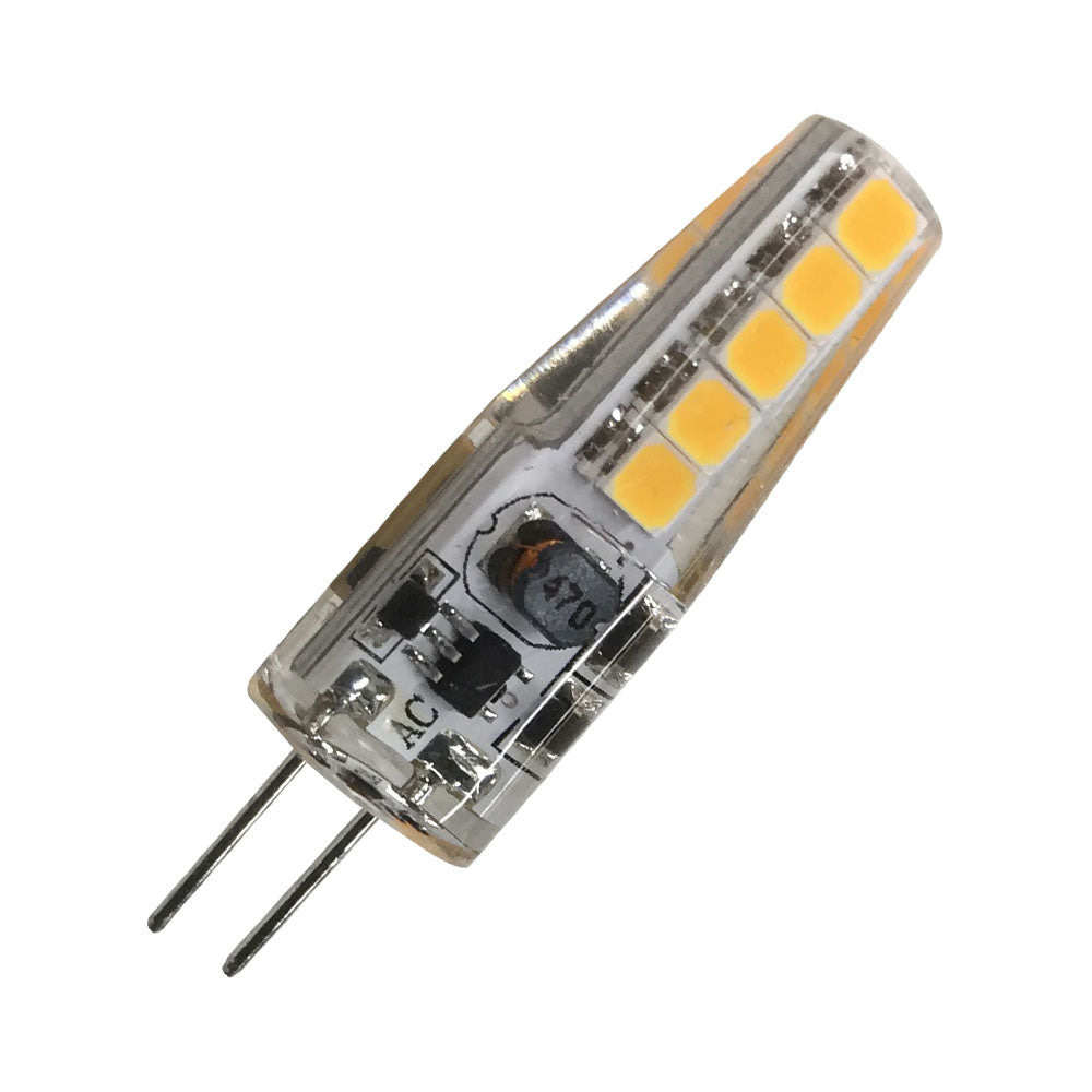 Lot de 10 ampoules LED G4 à culot à deux broches, encapsulation en silicone, 12 V, 2 W, IRC > 80, 200-220 lumens, 10 LED 2835, AC/DC 10-20 V, équivalent 20 W, LED halogène de remplacement