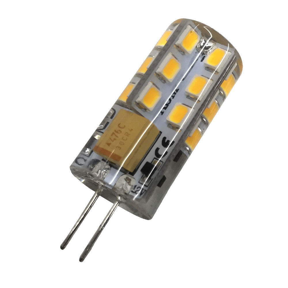 Lot de 10 ampoules LED G4 à encapsulation silicone à deux broches, 12 V, 2,5 W, 150-180 lumens, 24 LED 2835 à intensité variable, équivalent 25 W
