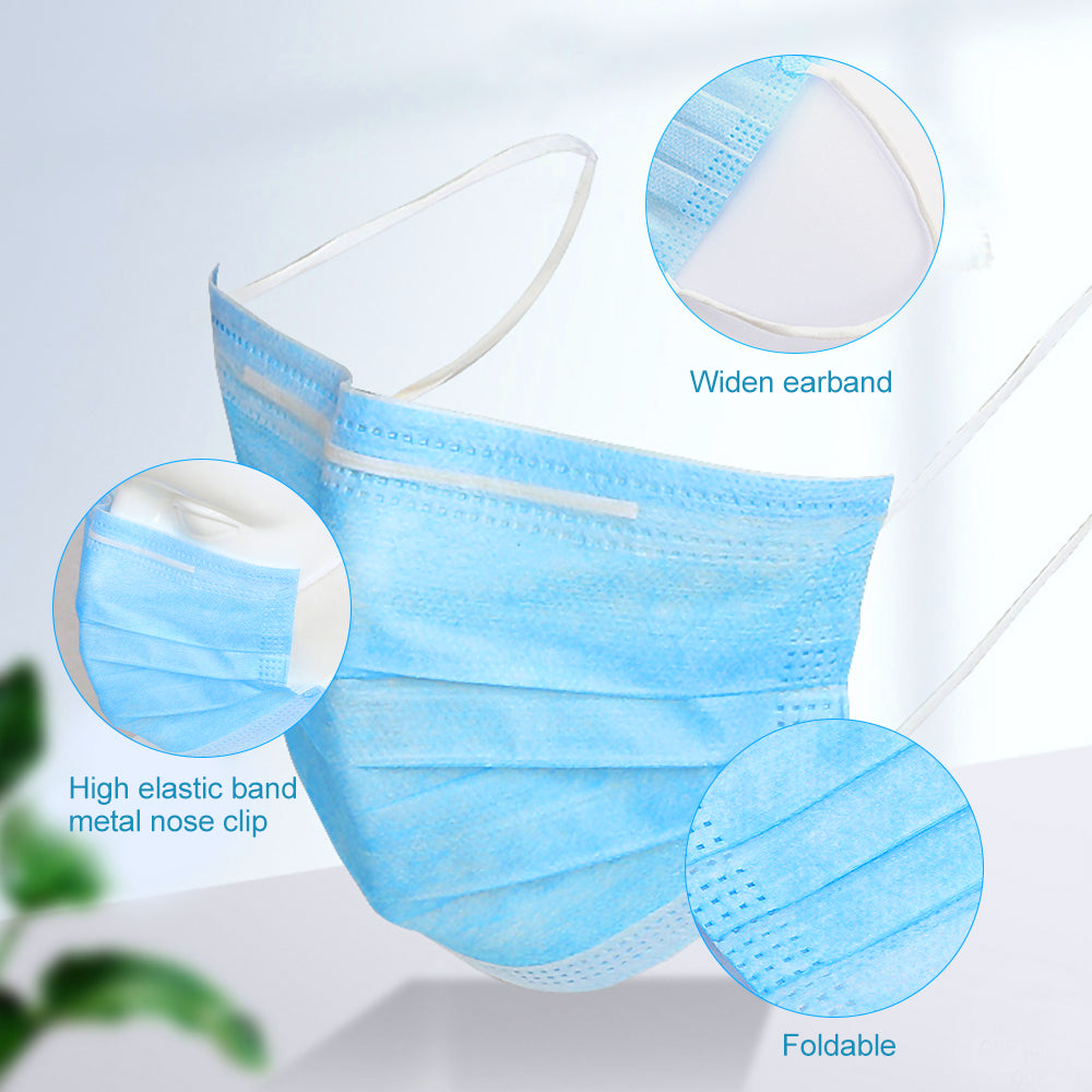 Lot de 50 masques faciaux BFE95 %, filtre en coton 3 plis, protection médicale et sanitaire contre la poussière et les germes