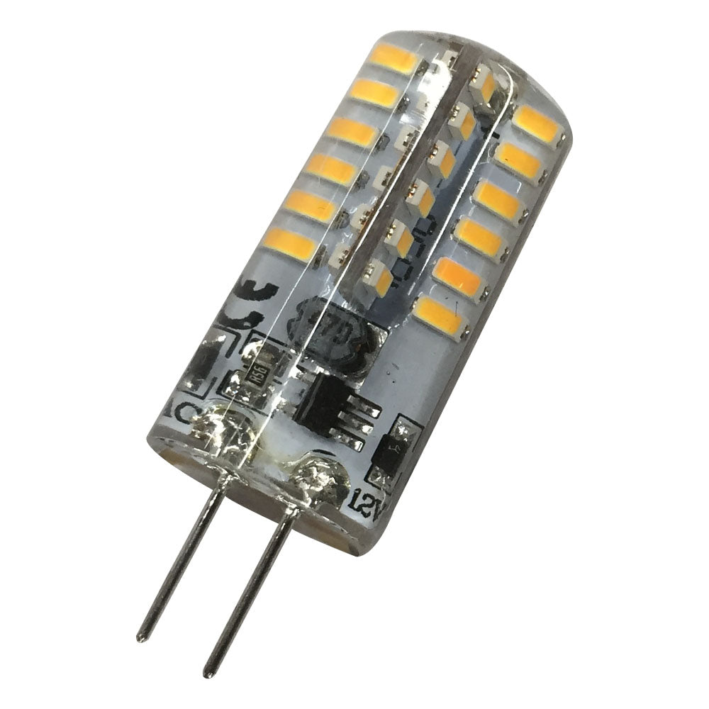Lot de 10 ampoules LED G4 à encapsulation silicone à deux broches, 12 V, 2 W, 140-160 lumens, 48 ​​LED 3014 à intensité variable, équivalent 20 W 