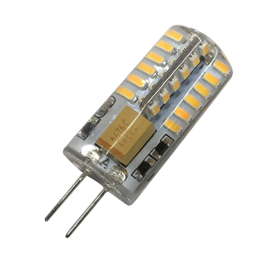 Lot de 10 ampoules LED G4 à encapsulation silicone à deux broches, 12 V, 2 W, 140-160 lumens, 48 ​​LED 3014 à intensité variable, équivalent 20 W 