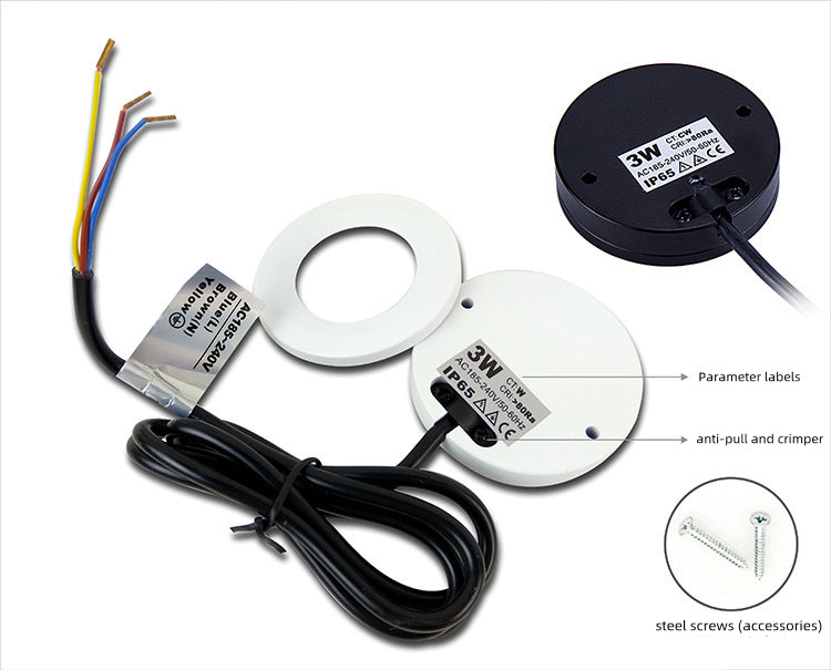2 Pack Waterproof LED Puck Lights – 3W | Warm / Daylight White | White / Silver / Black | Hardwired | Dimmable with Compatible Dimmer | AC 110V / 220V | Adhesive Mount