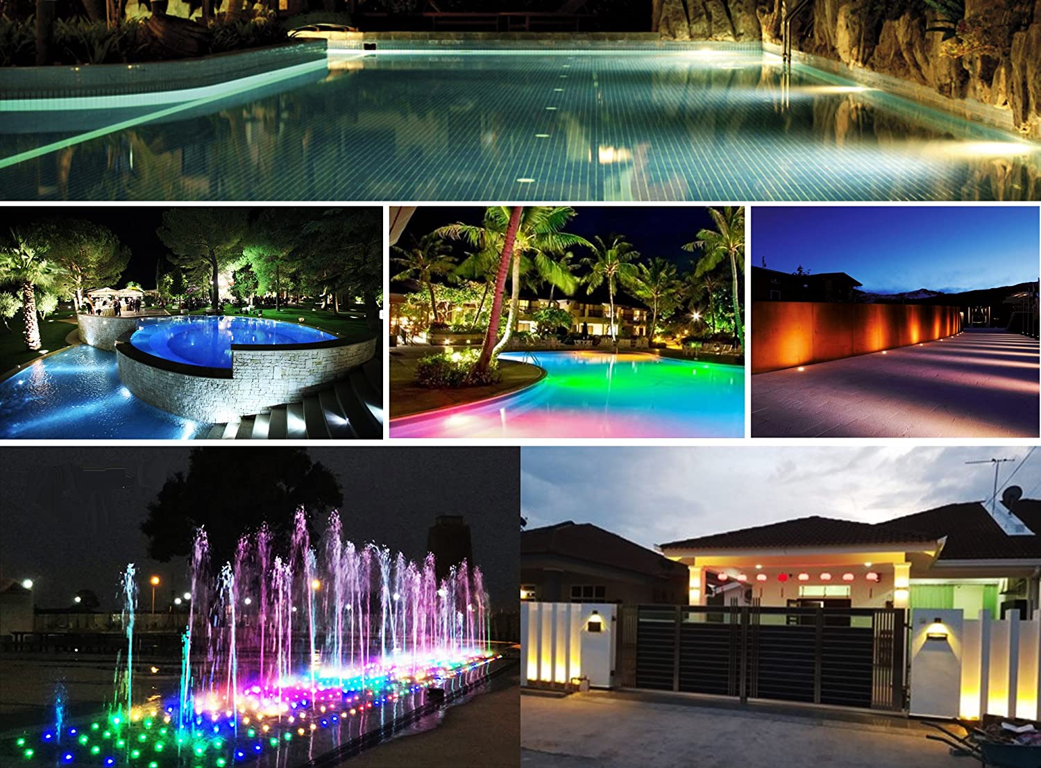 Lot de 8 lampes LED sous-marines pour piscine, 3 W, 12 V-24 V CC, étanches IP68, en acier inoxydable et aluminium, pour piscines creusées, bassins, fontaines et escaliers.