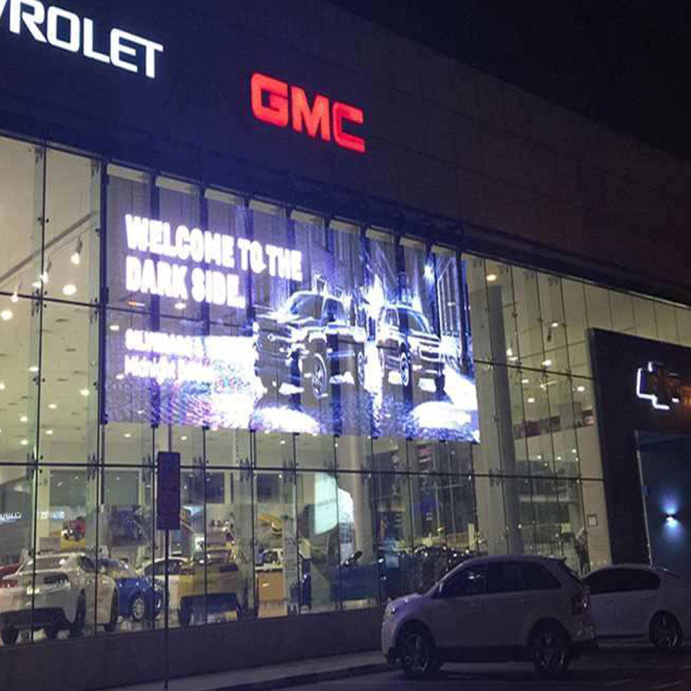tClear Series Tri-proof P3.9/7.8mm OutdoorTransparent LED Display 4500nits in Size 1000x500mm Aluminum Cabinet for Indoor Installation for Glass /Window