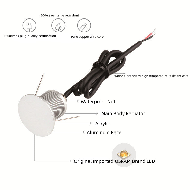 8er-Pack 1W 12-24V DC IP67 Outdoor Moonlight LED Deck Light LED Corner Light für Korridorstufen