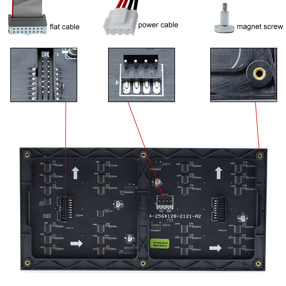 M-ID4 P4 Normal Indoor Series LED Module,Full RGB 4mm Pixel Pitch LED Display Tile in 256*128mm with 2048 dots, 1/16 Scan, 800 Nitsfor indoor Display