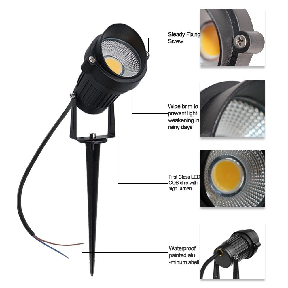 5W Low Voltage LED Landscape Light –  DC 12V | 3000K Warm White | IP65 Waterproof | Outdoor Lights for Yard Garden Pathway | 4 / 8-Pack