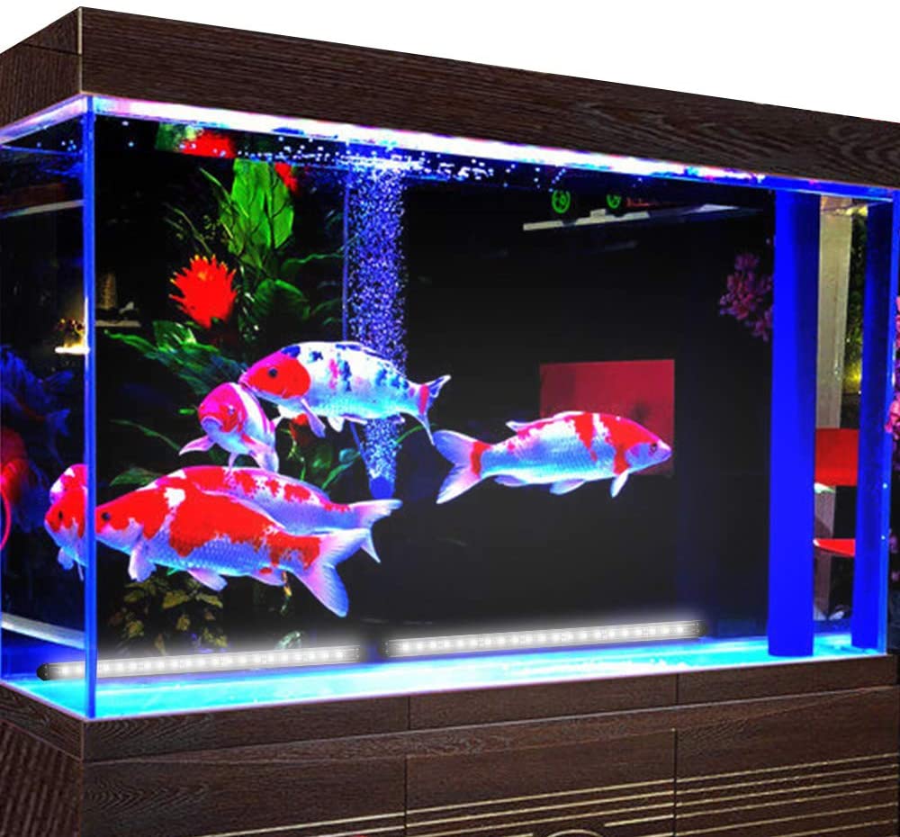 Wasserdichte LED-Unterschrankleuchte, 12 V, 5050-Lichtleiste, 33 cm, schwarze LED-Leiste für Tank (2er-Pack)