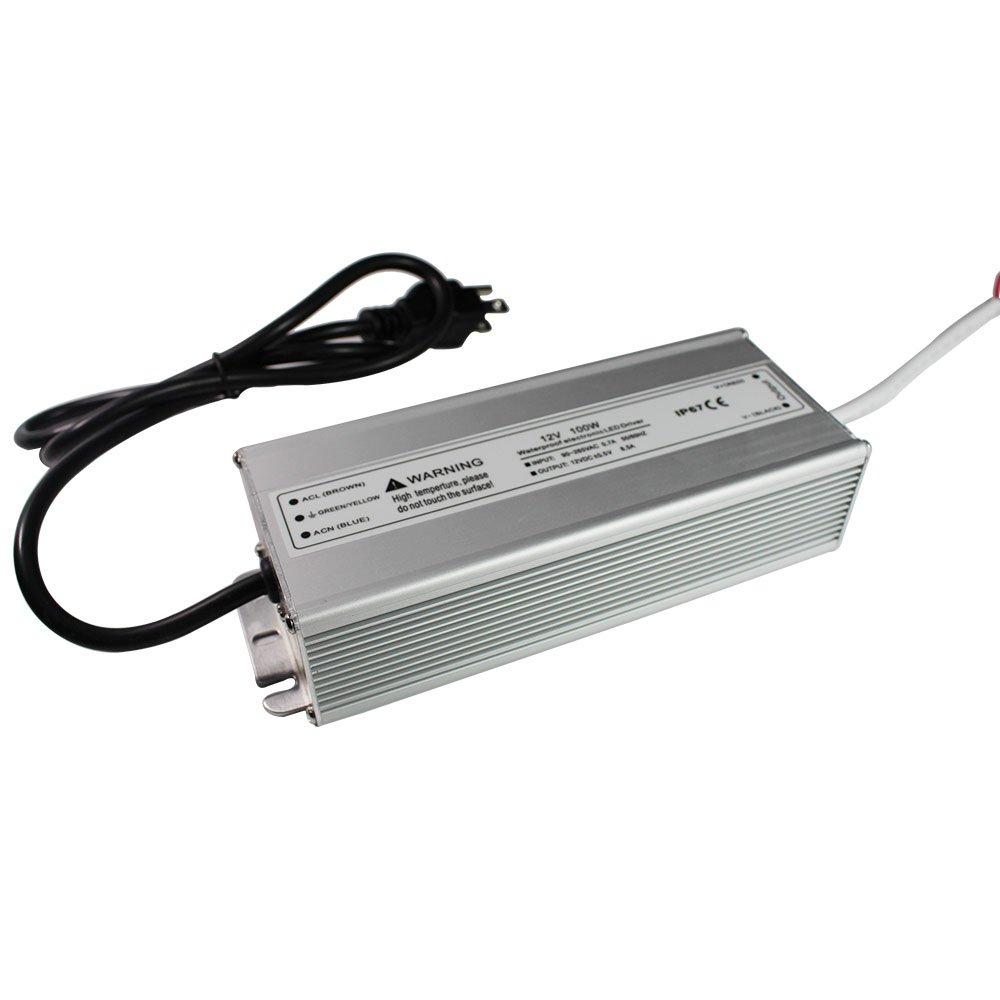Wasserdichtes IP67-LED-Netzteil, 110 V, 220 V AC auf 12 V DC, Treibertransformator, 3-poliger Stecker, 3,3 Fuß Kabel