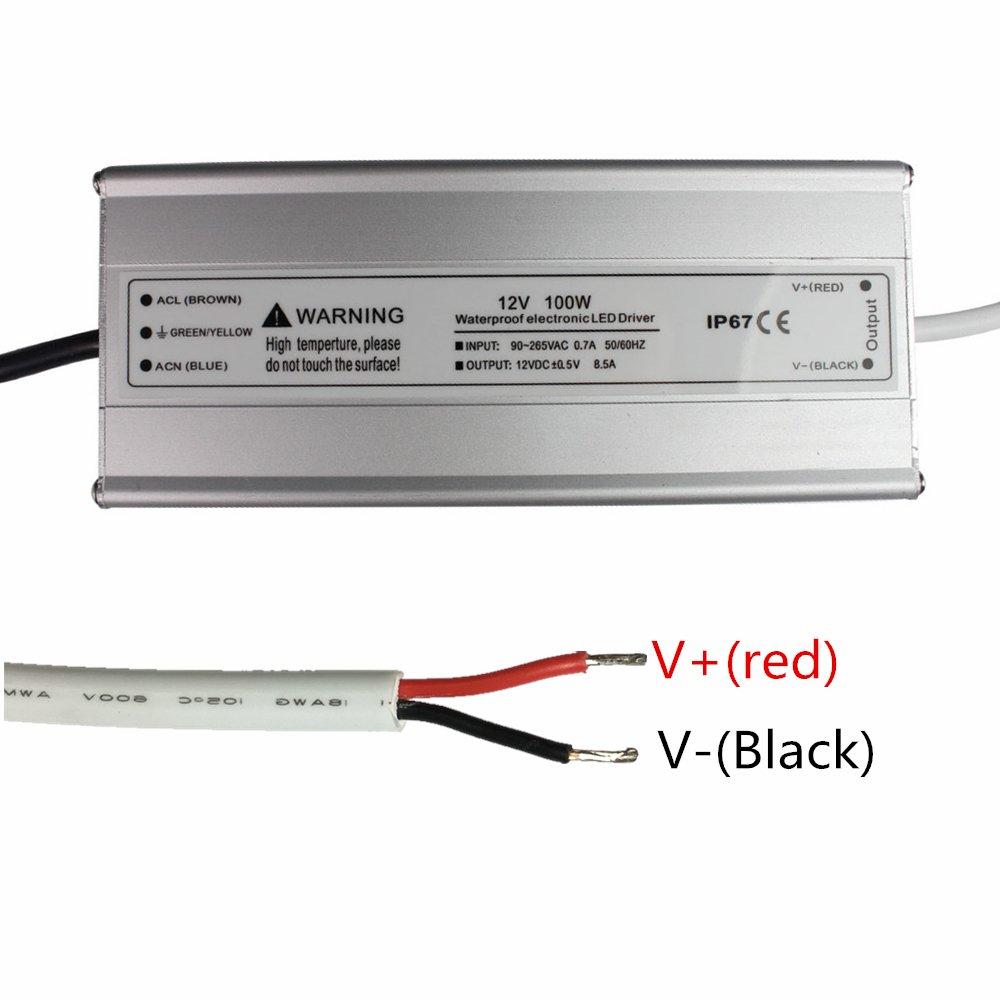 Wasserdichtes IP67-LED-Netzteil, 110 V, 220 V AC auf 12 V DC, Treibertransformator, 3-poliger Stecker, 3,3 Fuß Kabel