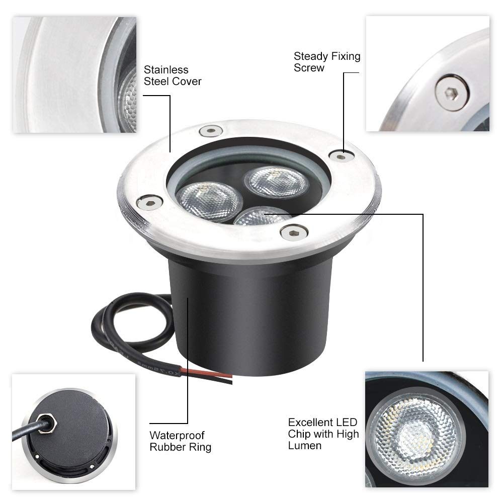 Lot de 8 lampes d'extérieur 3 W 12 V 300 lumens étanches IP67