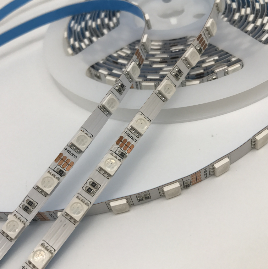 6MM Wide SMD5050 RGB LED Strip Light - DC12V | 60 LEDs/M | 6mm PCB | Non-Waterproof | for Mirror, Kitchen Cabinet, Bedroom | 5/50M