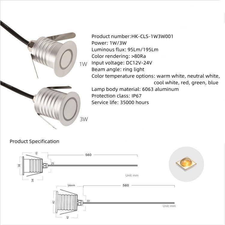 8PCS Pack DC12V-24V 1W/3W IP67 Outdoor Wasserdichte LED Wand Licht Korridor Leiter Schritt LED Lichter