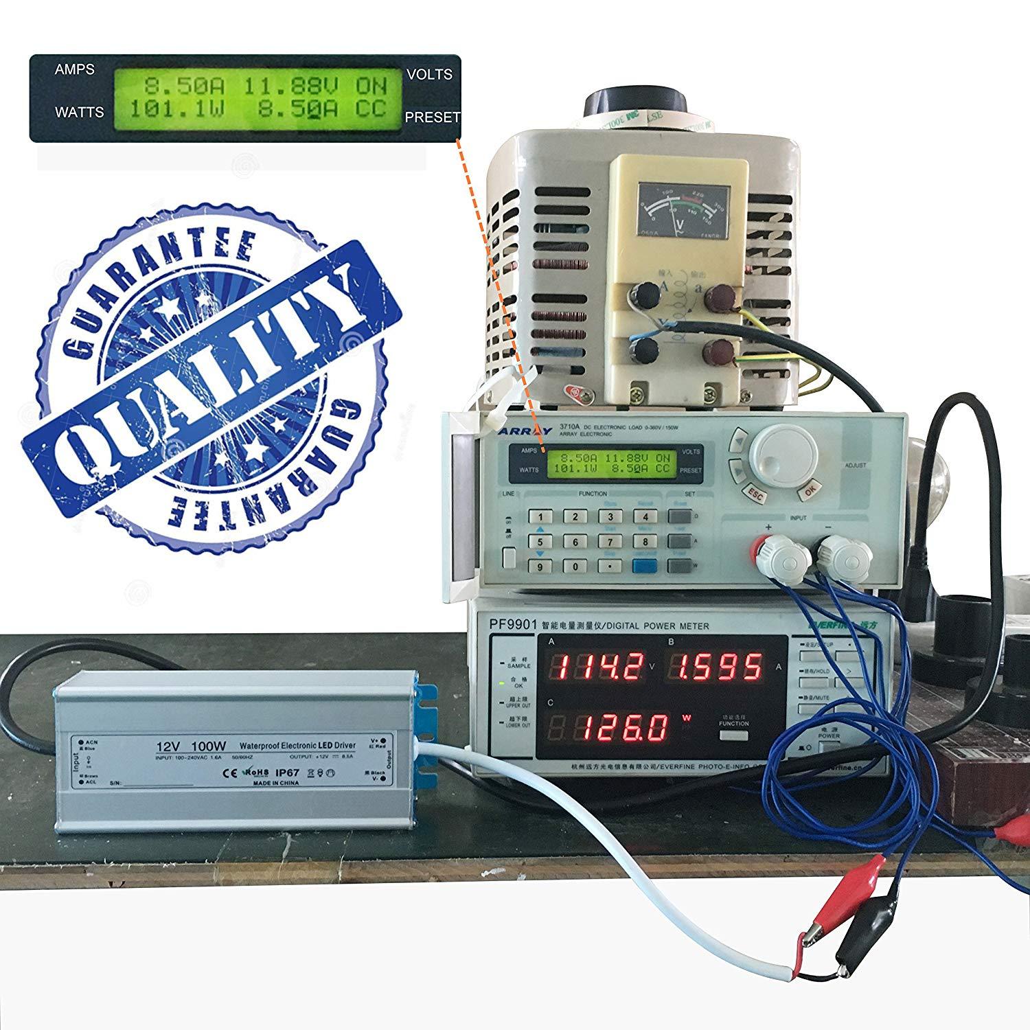 Wasserdichtes IP67-LED-Netzteil, 110 V, 220 V AC auf 12 V DC, Treibertransformator, 3-poliger Stecker, 3,3 Fuß Kabel