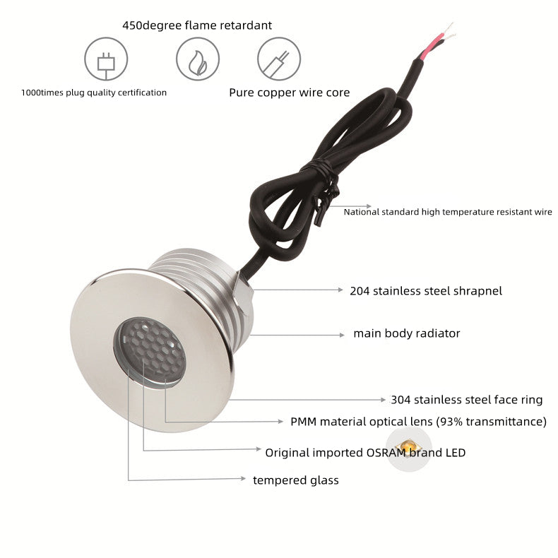 6PCSPack 3W DC12V-24V IP67 Anti-Glare Montierbar Outdoor U-Licht Edelstahl Dimmbare Honeycomb Schritt Licht