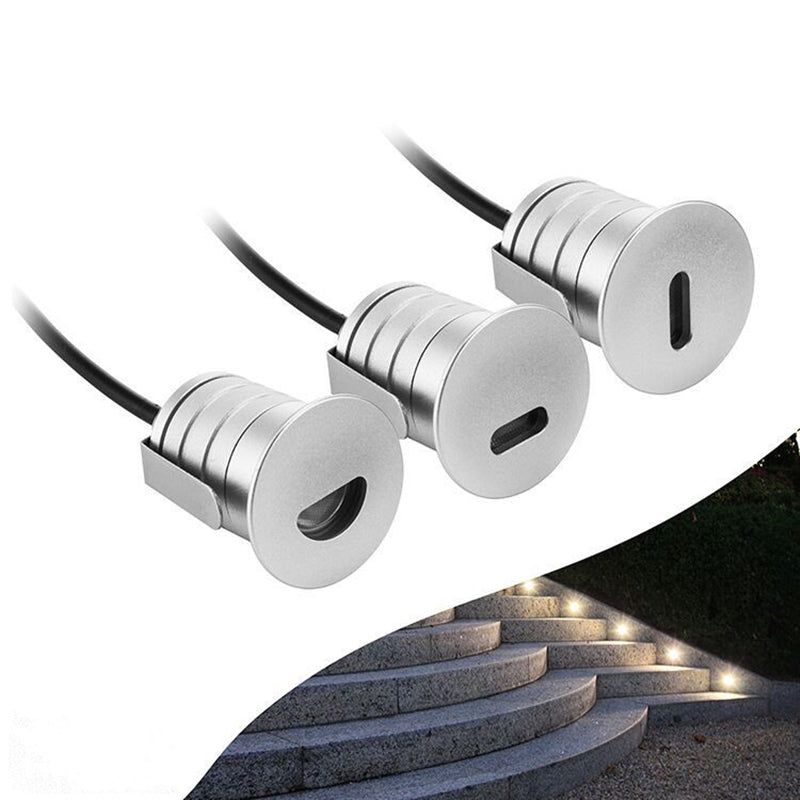 Lot de 8 spots LED encastrés étanches DC12-24 V 1 W IP67 avec lentilles A1/A2/A3 pour marches, escaliers et terrasses
