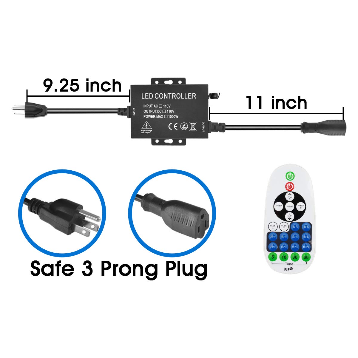 1500W LED Controller | High-Voltage AC110V/220V | WiFi + APP + IR Remote | Aluminum Housing | For LED Rope & Strip Lights