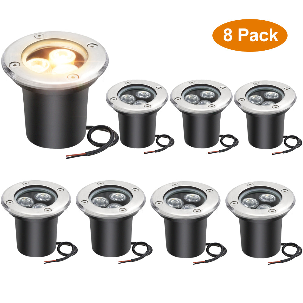 Lot de 8 lampes d'extérieur 3 W 12 V 300 lumens étanches IP67