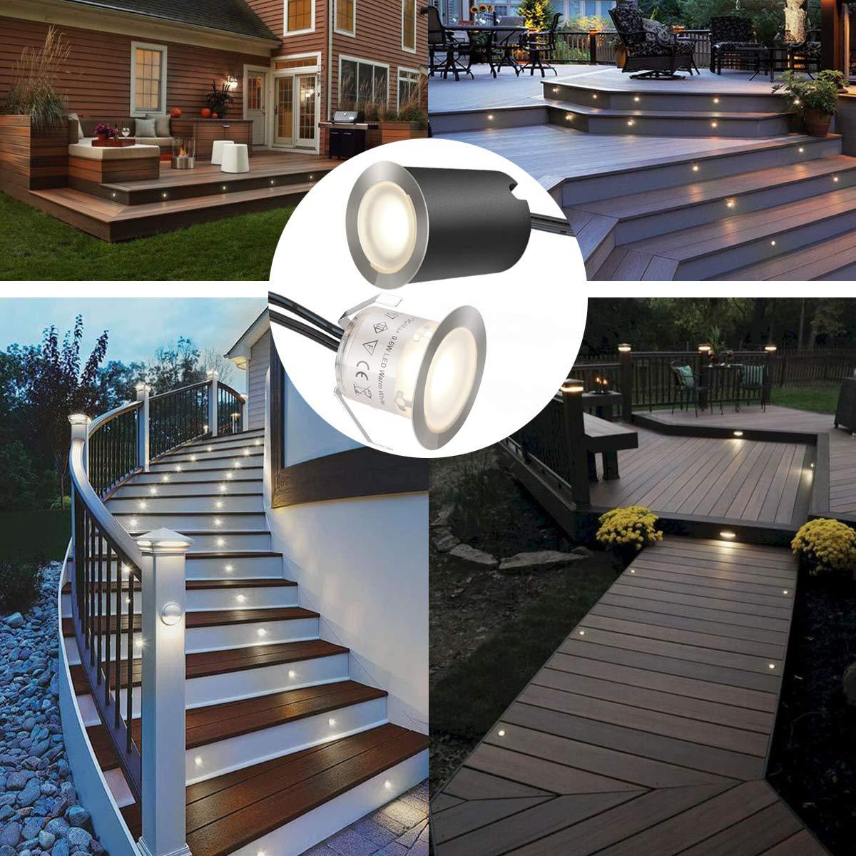 10er-Pack LED-Einbauleuchten-Kits für den Außenbereich, IP67 wasserdicht, mit schwarzer Schutzhülle, LED-Stufenleuchte für Garten/Hof/Stufen/Badezimmer/Küche