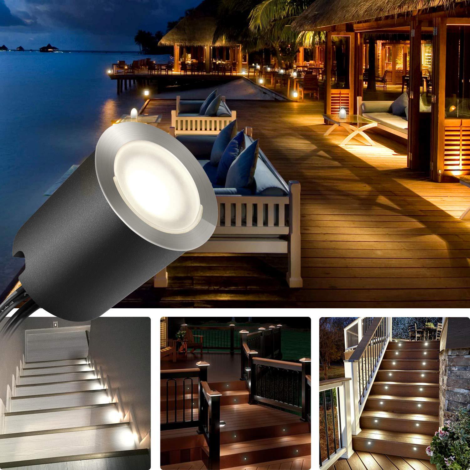 10er-Pack LED-Einbauleuchten-Kits für den Außenbereich, IP67 wasserdicht, mit schwarzer Schutzhülle, LED-Stufenleuchte für Garten/Hof/Stufen/Badezimmer/Küche