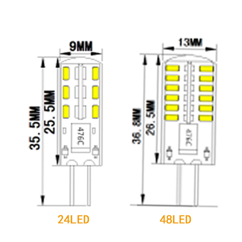 Lot de 10 ampoules LED G4 à encapsulation silicone à deux broches, 12 V, 1,5 W, SMD3014, 24 LED, équivalent halogène 10 W