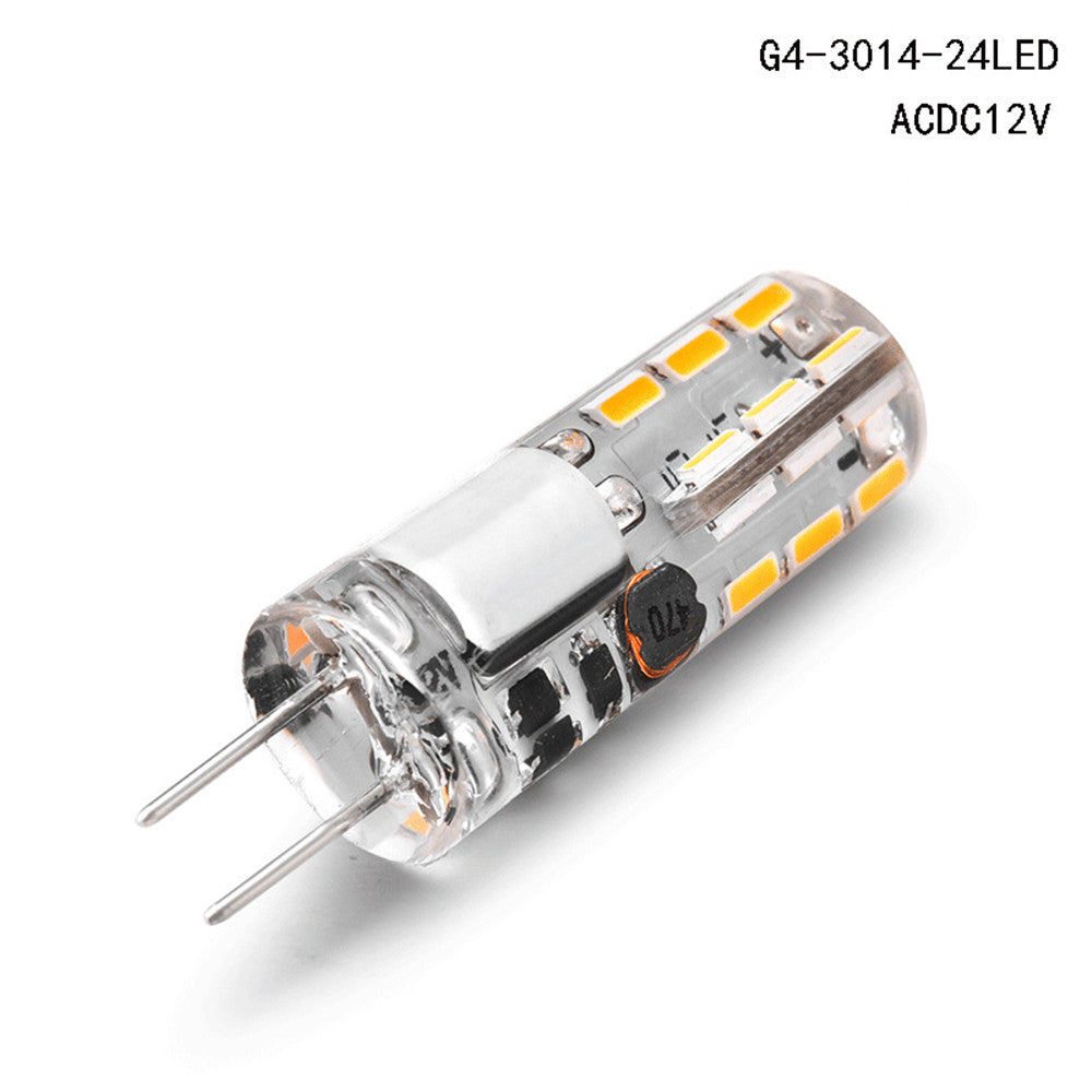 Lot de 10 ampoules LED G4 à encapsulation silicone à deux broches, 12 V, 1,5 W, SMD3014, 24 LED, équivalent halogène 10 W