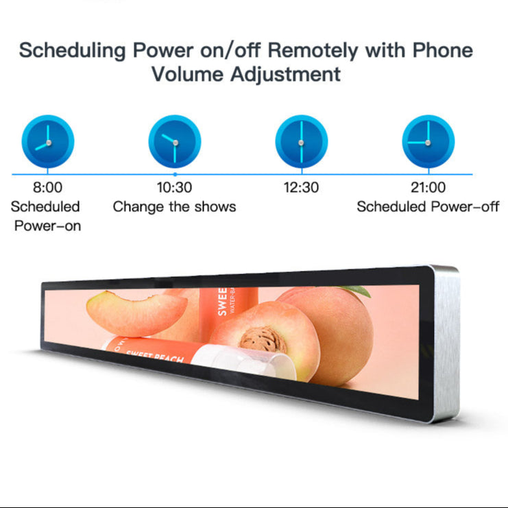 49.5 Inch (1210×340mm Viewable) Ultra-Wide Stretched LCD Shelf Display | Android Bar Screen | Cloud Platform & USB Playback