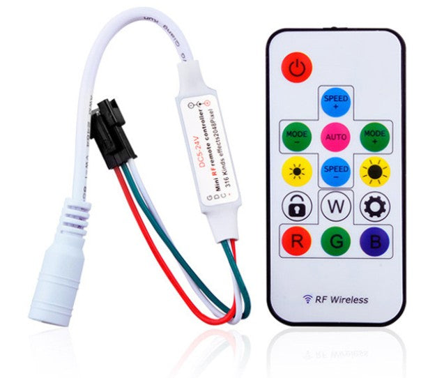 Mini contrôleur LED, télécommande sans fil RF 14 touches, contrôleur Pixel SPI pour lumières LED RVB adressables de couleur de rêve, DC5-24 V