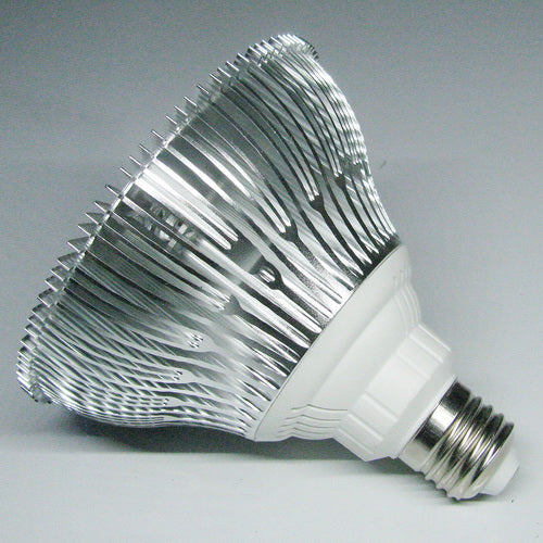 12 W (12 x 1 W) PAR38-LED-Lampe mit E27-Edison-Schraubsockel, entspricht 90 W, 100–240 V AC, silbernes Gehäuse, Innentyp