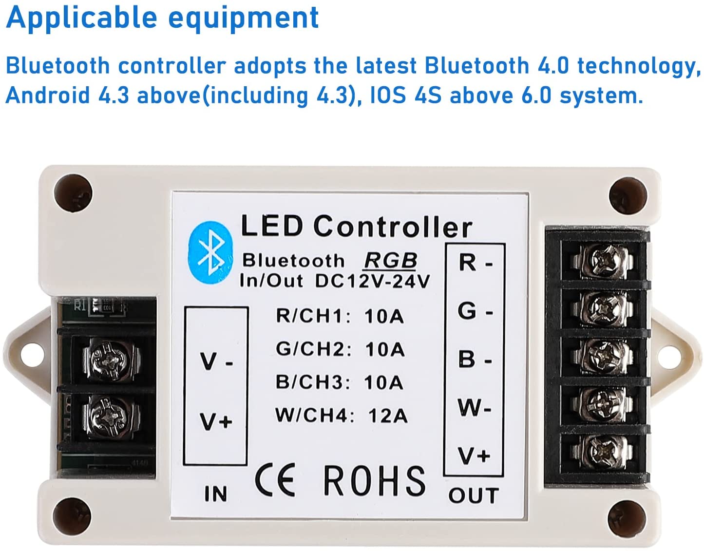 Bluetooth RGB/RGBW LED Strip Controller – DC12V-24V | Smartphone APP Control (iOS & Android) | For LED Strips