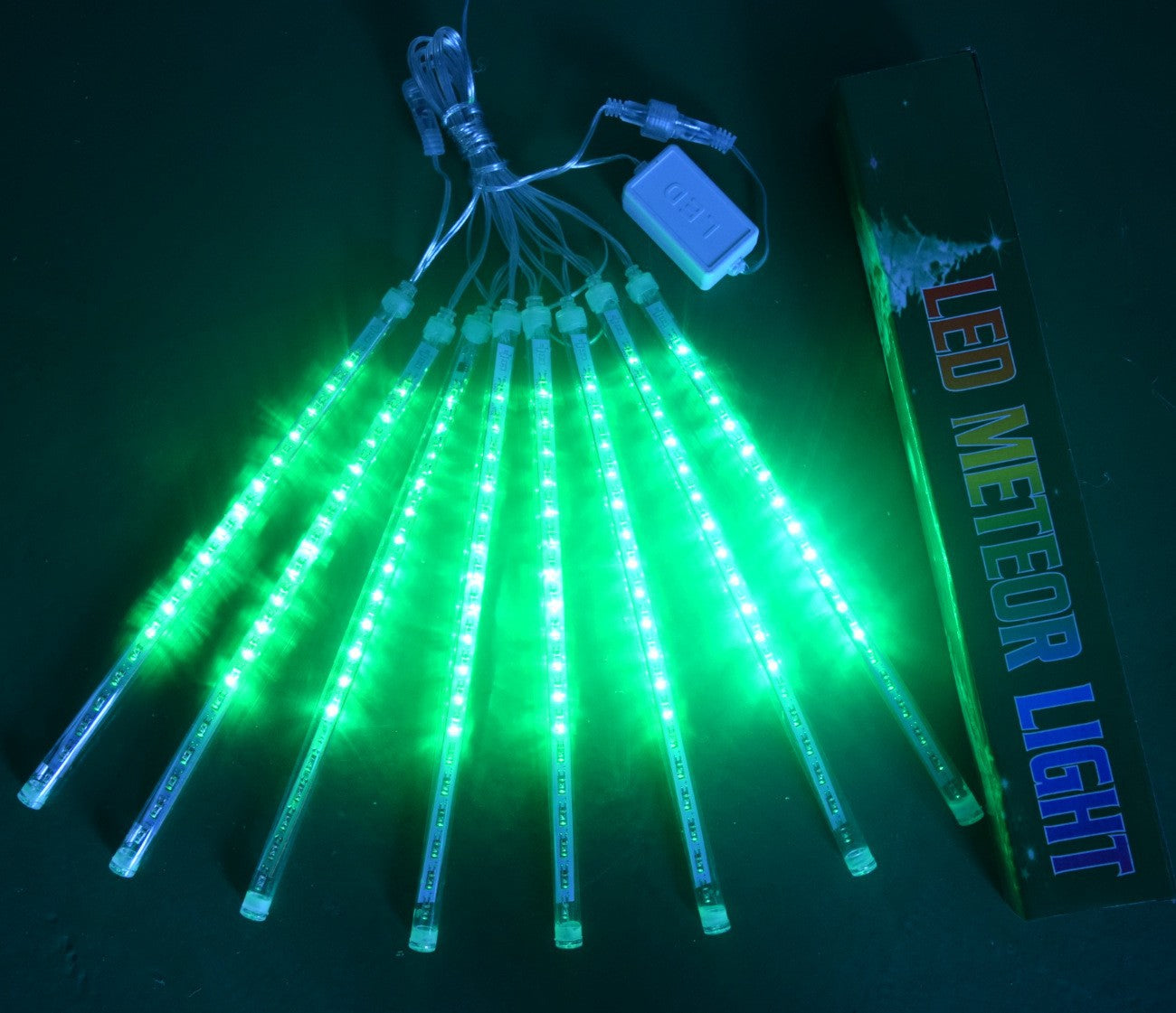 Lot de 3 guirlandes lumineuses de Noël avec pluie de météores, 8 tubes de 30,5 cm, étanches, à brancher, pour Halloween, Noël, fête, maison, terrasse, décoration extérieure