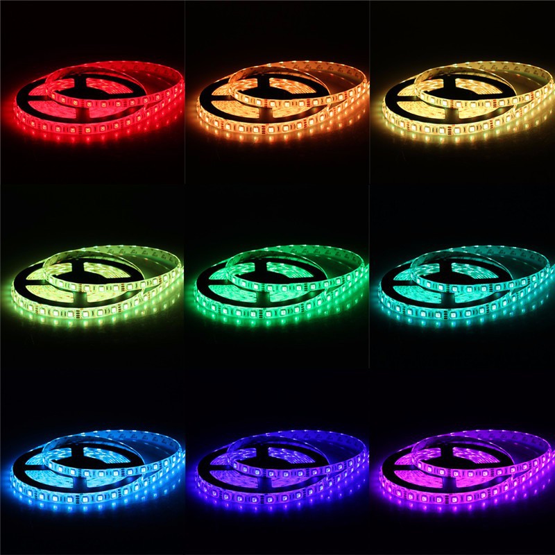 5M/10M SMD5050 RGB LED Strip Light Kit - DC12V | 30 / 60LEDs/M | 10mm PCB | IP00 / IP65 | 5M /10M | RGB Color Changing LED Strip Lights with Alexa, Google Assistant | 24/ 44 Keys Controller + Power Supply