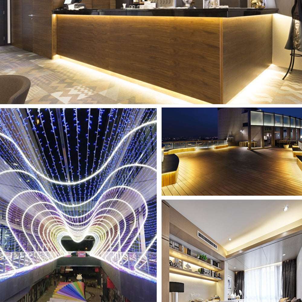 16.4ft/5M DC12V 5*13mm LED Waterproof Flexible Silicone Neon LED Strip with 300LED SMD3528 LED Light