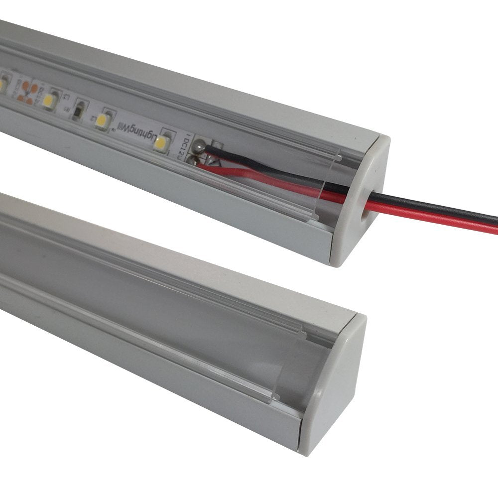 V-förmiger LED-Kanal V03-A – 12 mm | Silber / Schwarz | Milchweiße Abdeckung | Mit Installationszubehör | – Standard-Aluminiumprofil – 1 m / 2 m / 3 m | 50er-/100er-Pack