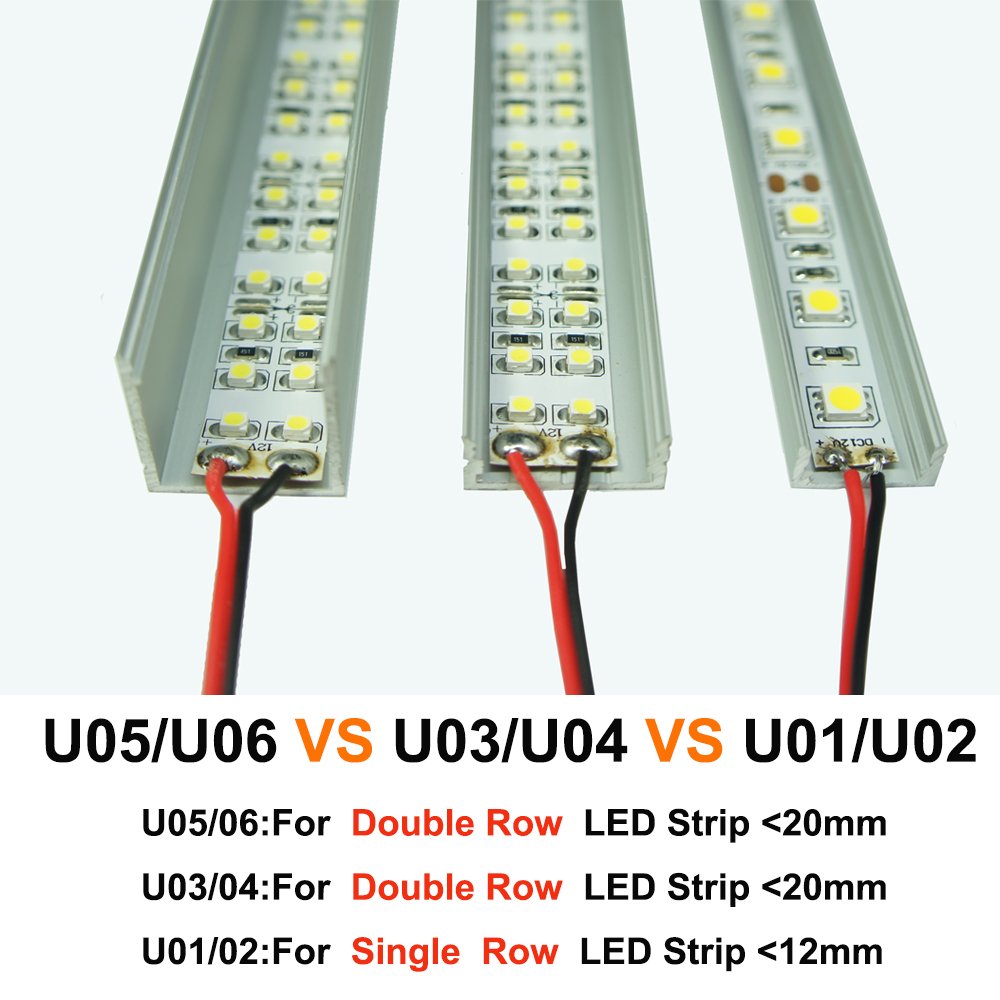 U-förmiger LED-Kanal U06-A – 20 mm | Silber / Schwarz | Milchweiße Abdeckung | Mit Installationszubehör | – Hochleistungs-Aluminiumprofil – 1 m / 2 m / 3 m | 50er-/100er-Pack