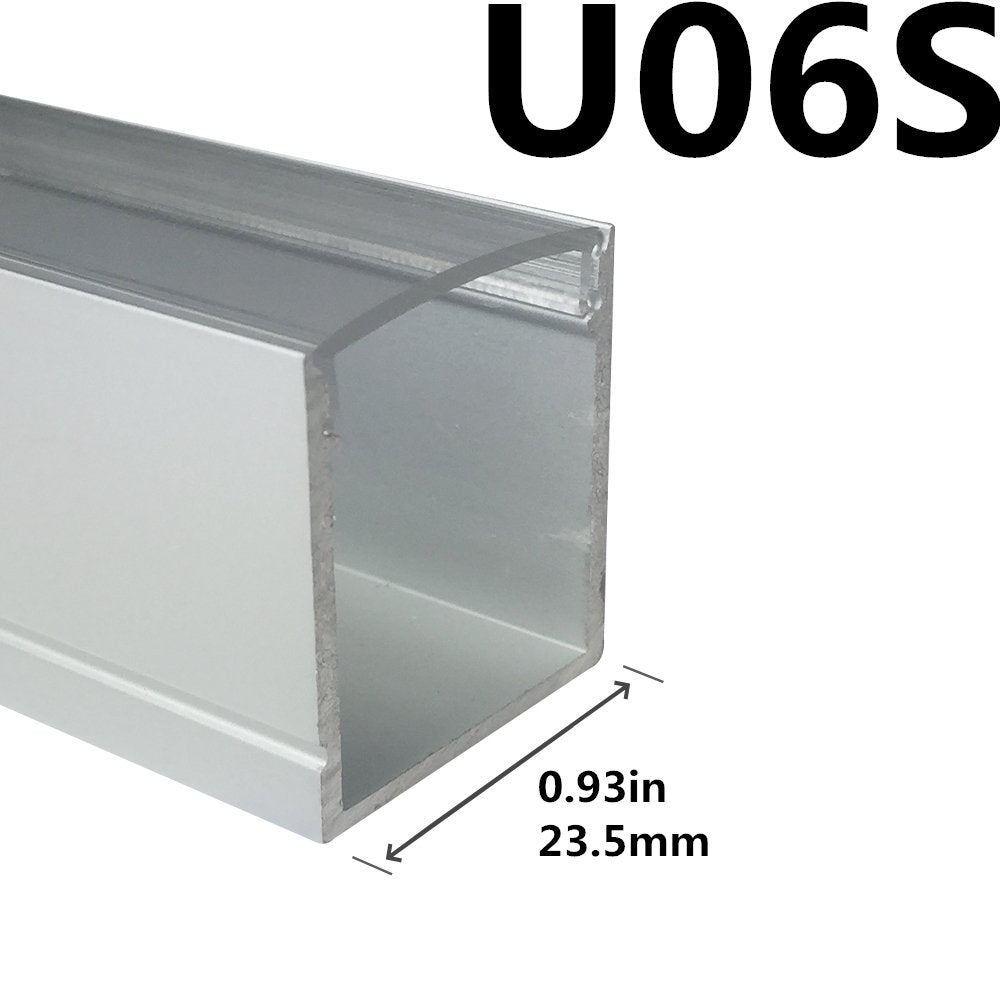 U-förmiger LED-Kanal U06-A – 20 mm | Silber / Schwarz | Milchweiße Abdeckung | Mit Installationszubehör | – Hochleistungs-Aluminiumprofil – 1 m / 2 m / 3 m | 50er-/100er-Pack