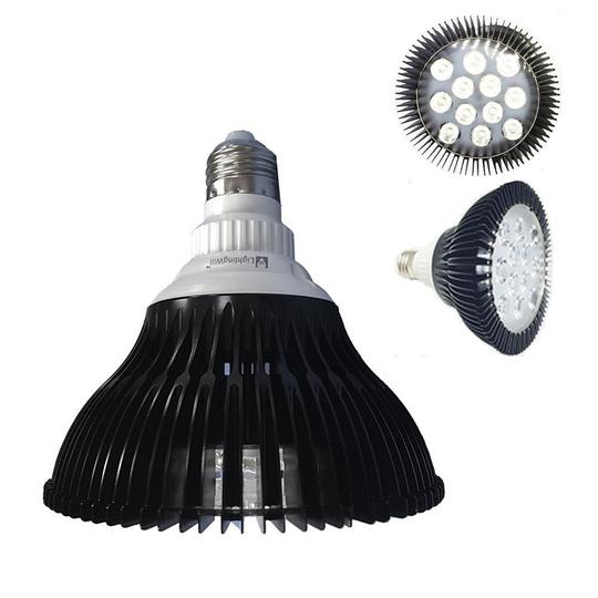 12 W (12 x 1 W) PAR38-LED-Lampe mit E27-Edison-Schraubsockel, 90-W-Äquivalent, 100–240 V AC, schwarzes Gehäuse, Innentyp